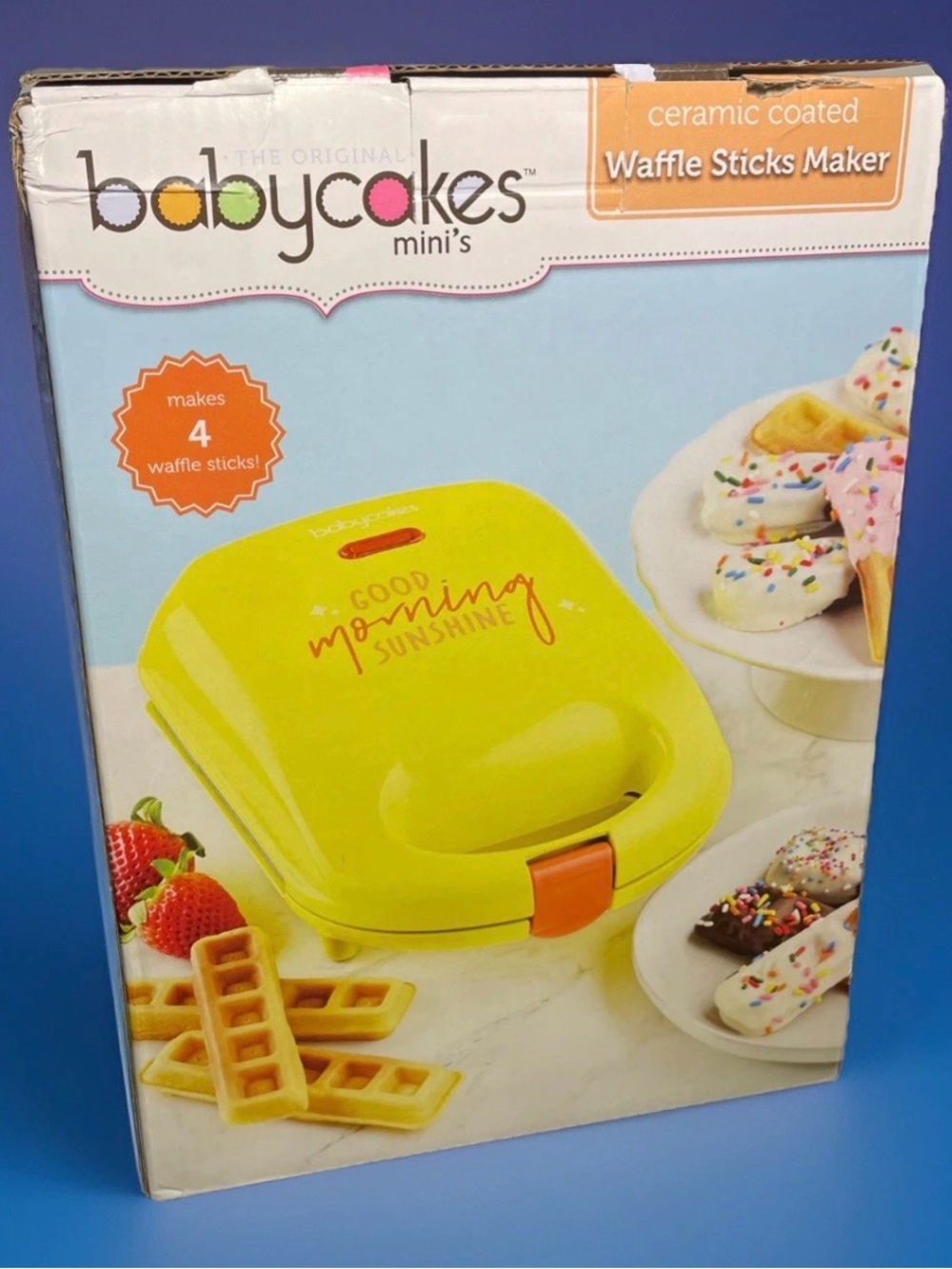 Baby Cakes Yellow Mini Nonstick Coated Waffle Stick Maker Model WMM-401 New